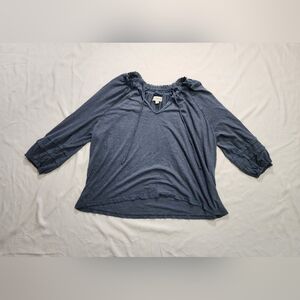 Wonderly Petite Tie Neck Peasant Top Medium